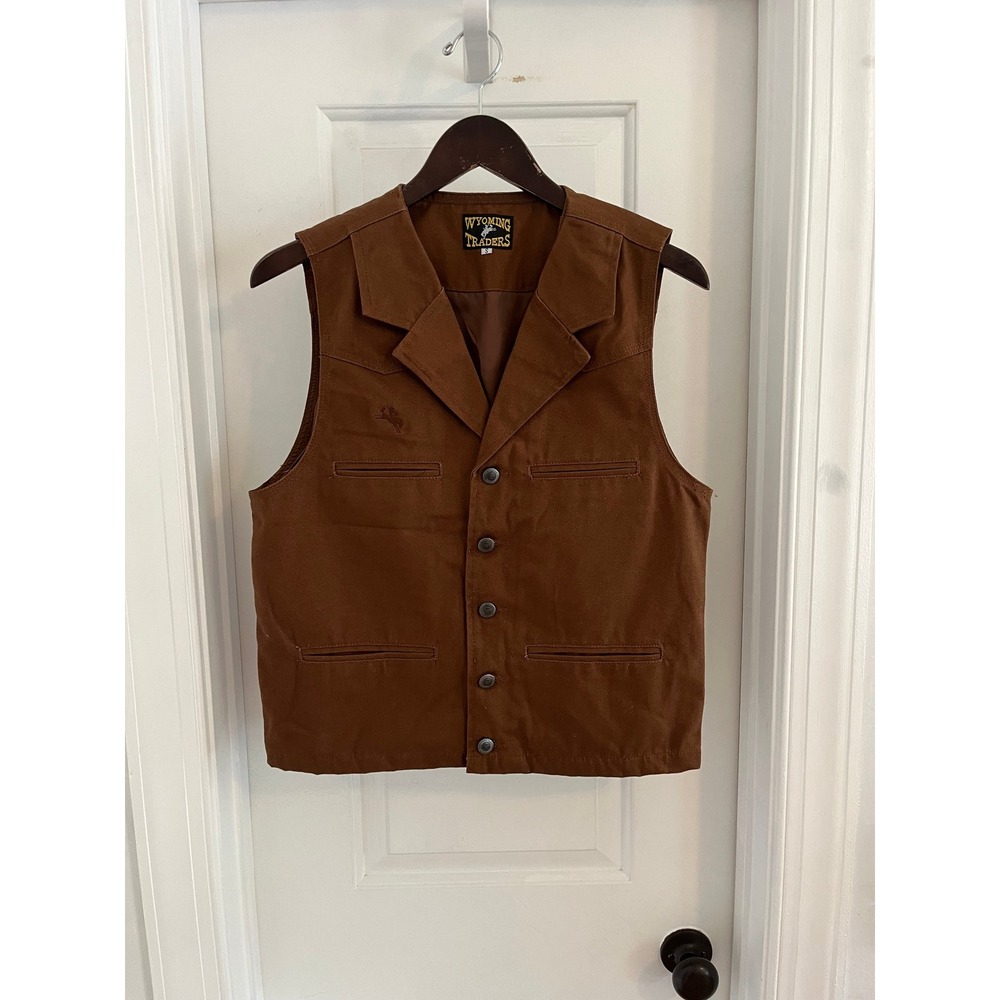Wyoming Traders Brown Cotton Canvas Western Vest